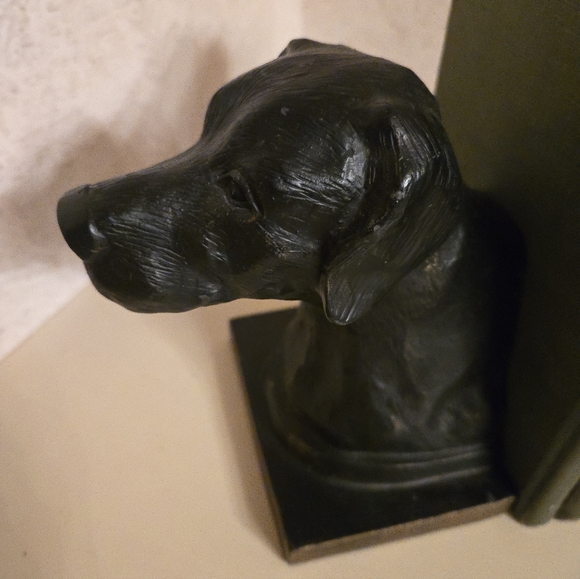 Vintage Dog Bookends Labrador Retriever Heavy Metal Bronze Tone - Picture 12 of 12